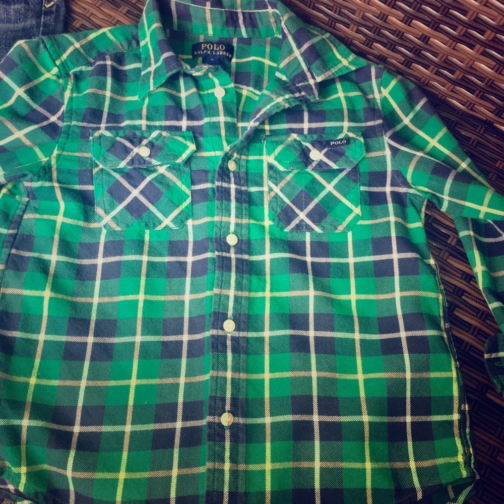 Long sleeve flannel plaid Polo by Ralph Lauren